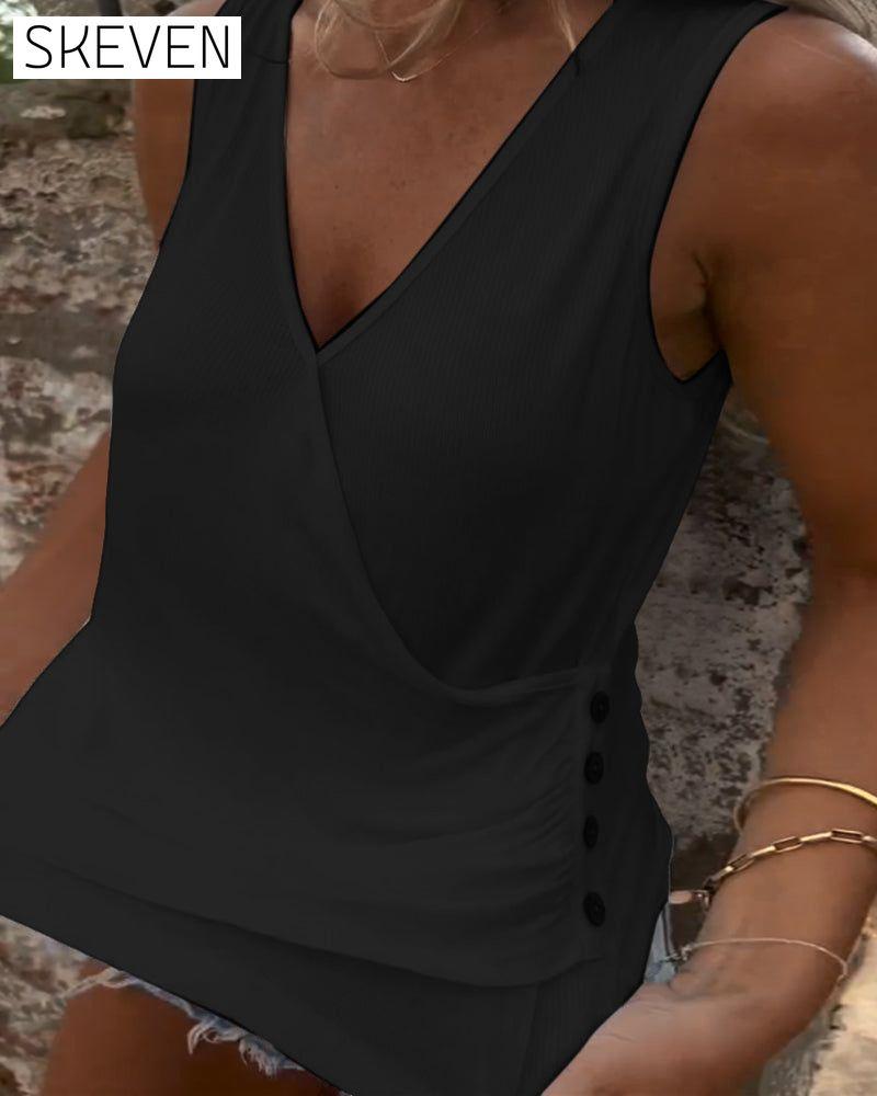Buttoned and Sleeveless Versatile Vest