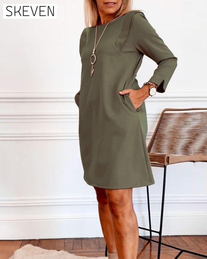 Robe élégante droite à manches longues