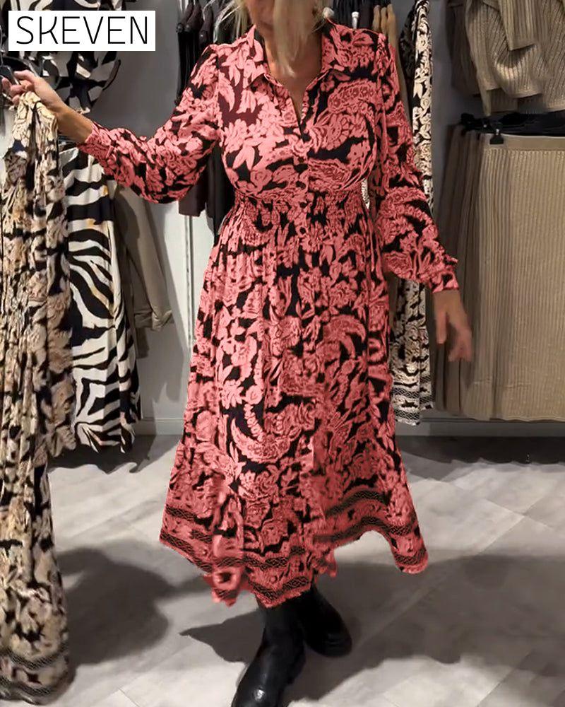 Robe à revers imprimé