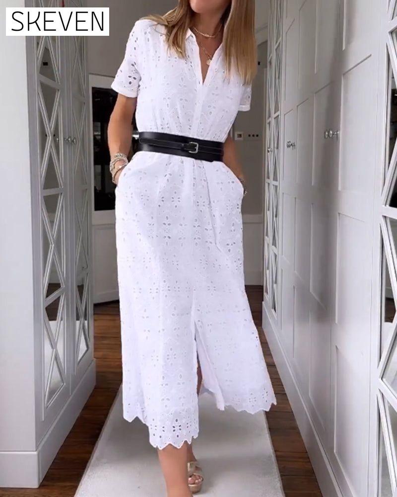 Fashion solid color pocket dress 23BF Casual Dresses Clothes Dresses Spring Summer