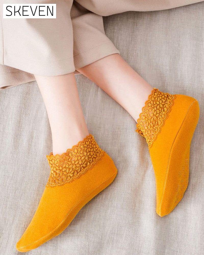 Chaussettes chaudes en dentelle tendance