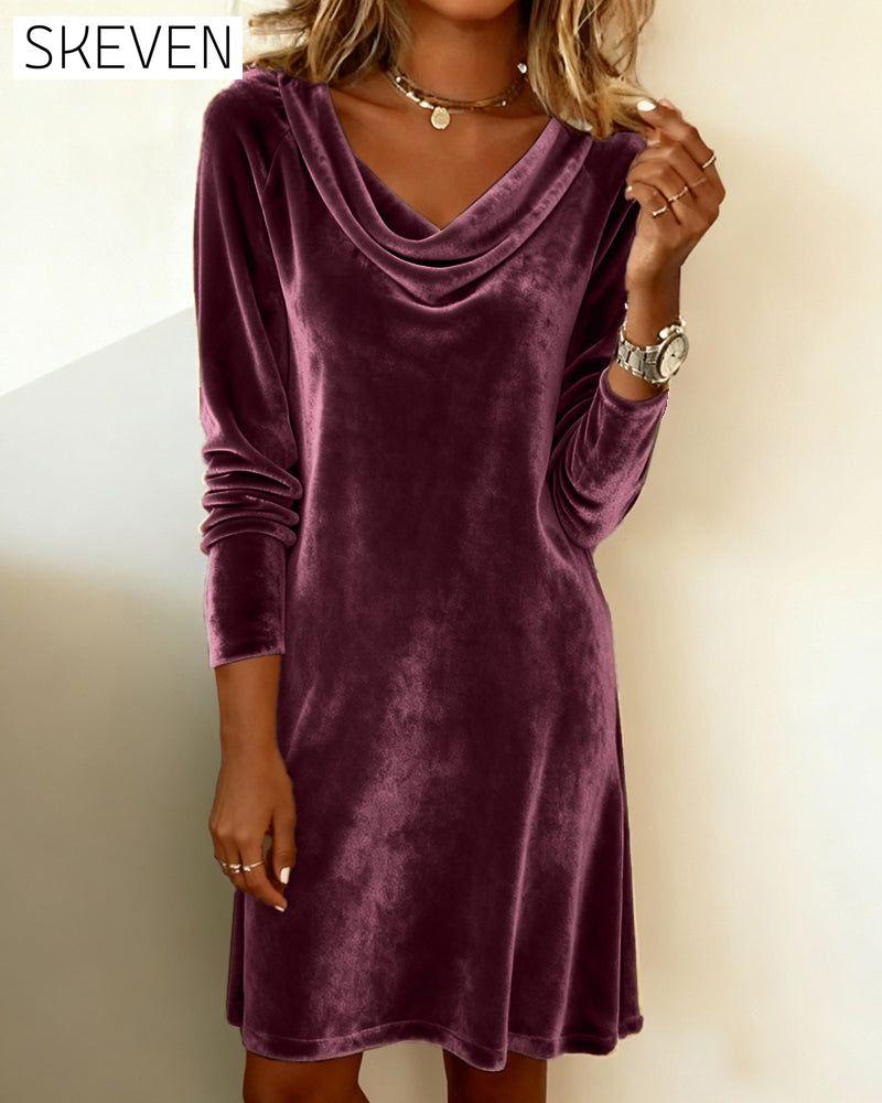 Fashionable Cowl Neck Dress
