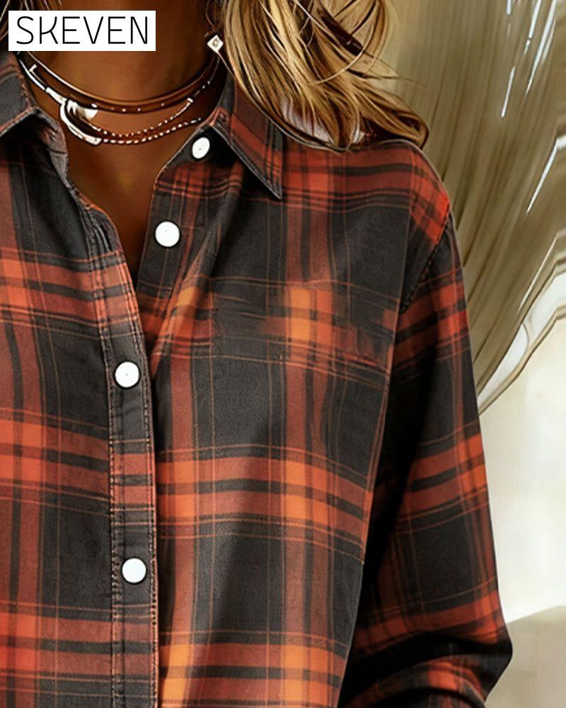 Chemise à carreaux à revers