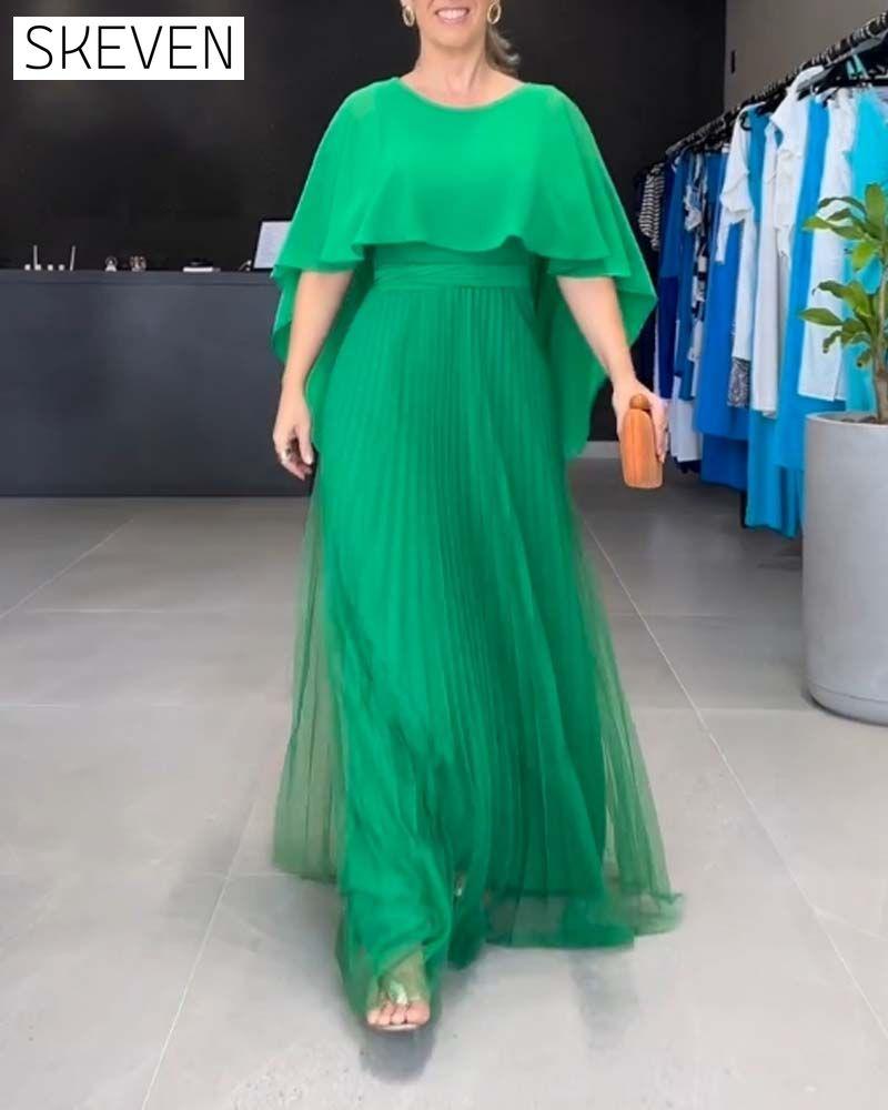 Maxikleid mit Rundhalsausschnitt und A-Linien-Form