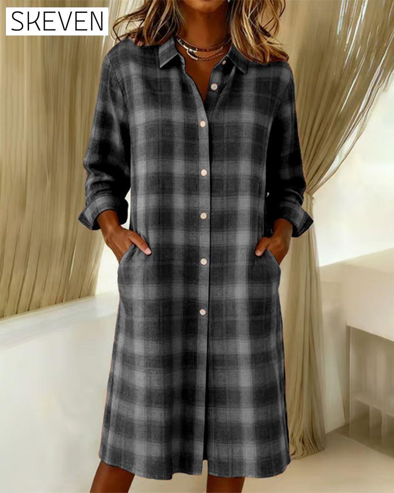 Hemdkleid mit Reverskragen und Karomuster