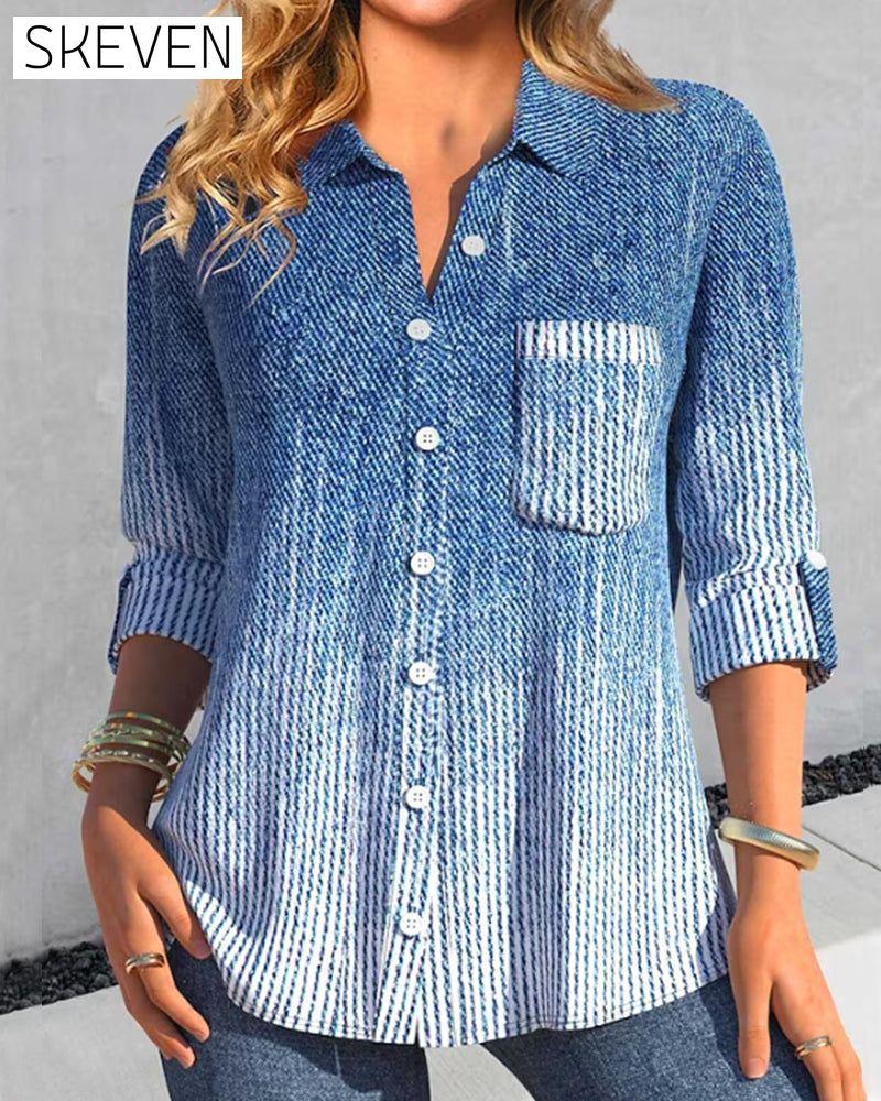 Breasted Blouses with pocket