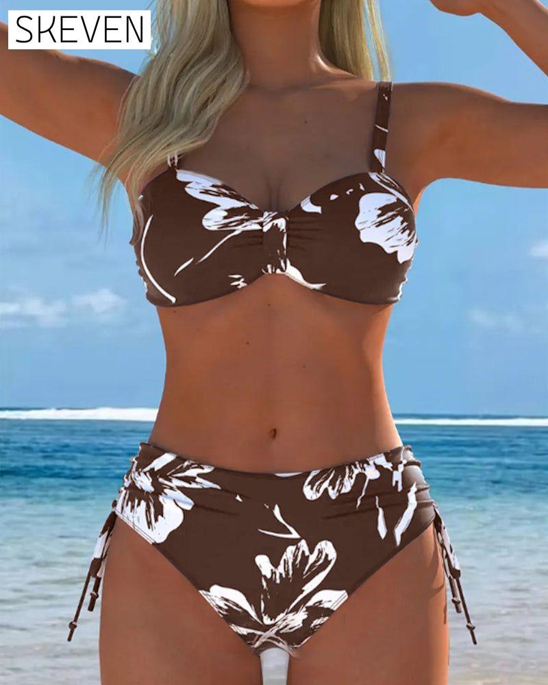 Two-Piece Halter Bikini With Printed Pattern