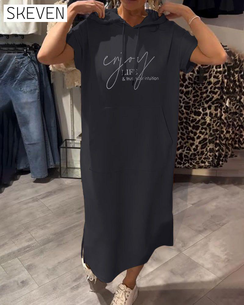 Hooded Casual Drawstring Dress