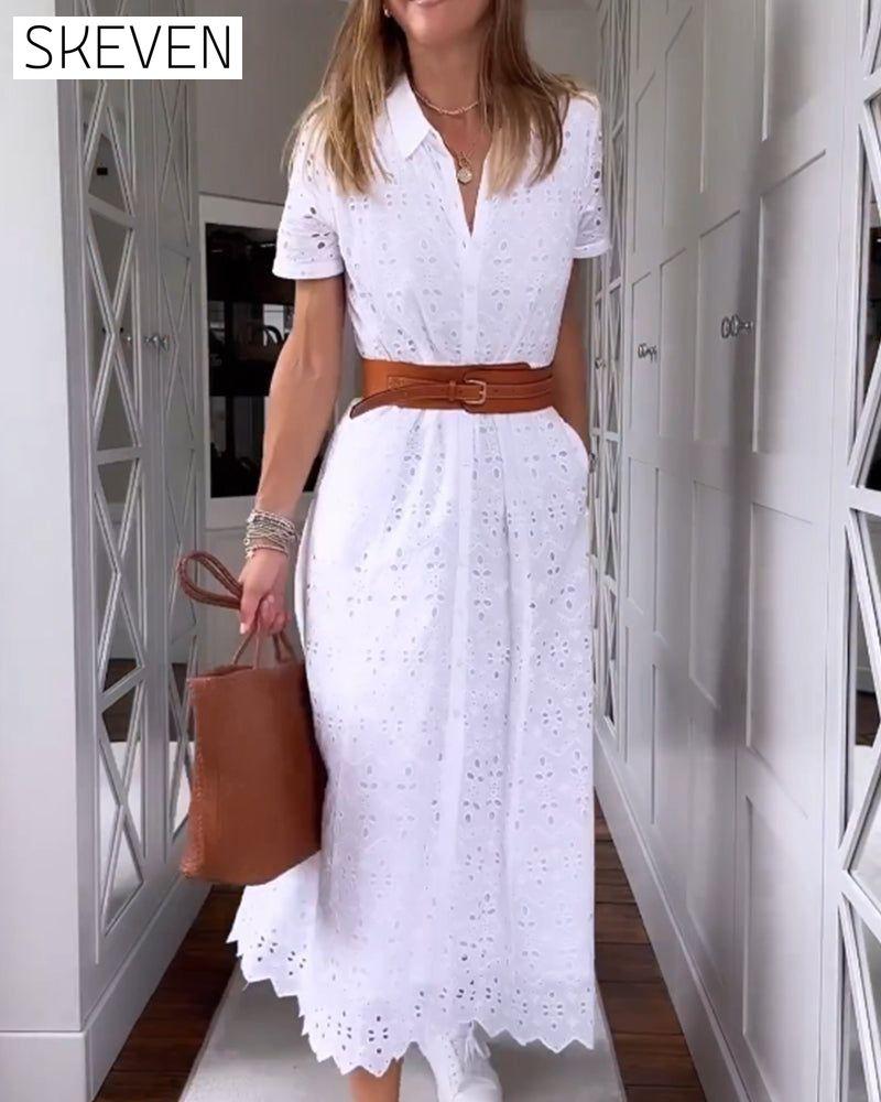 Fashion solid color pocket dress 23BF Casual Dresses Clothes Dresses Spring Summer
