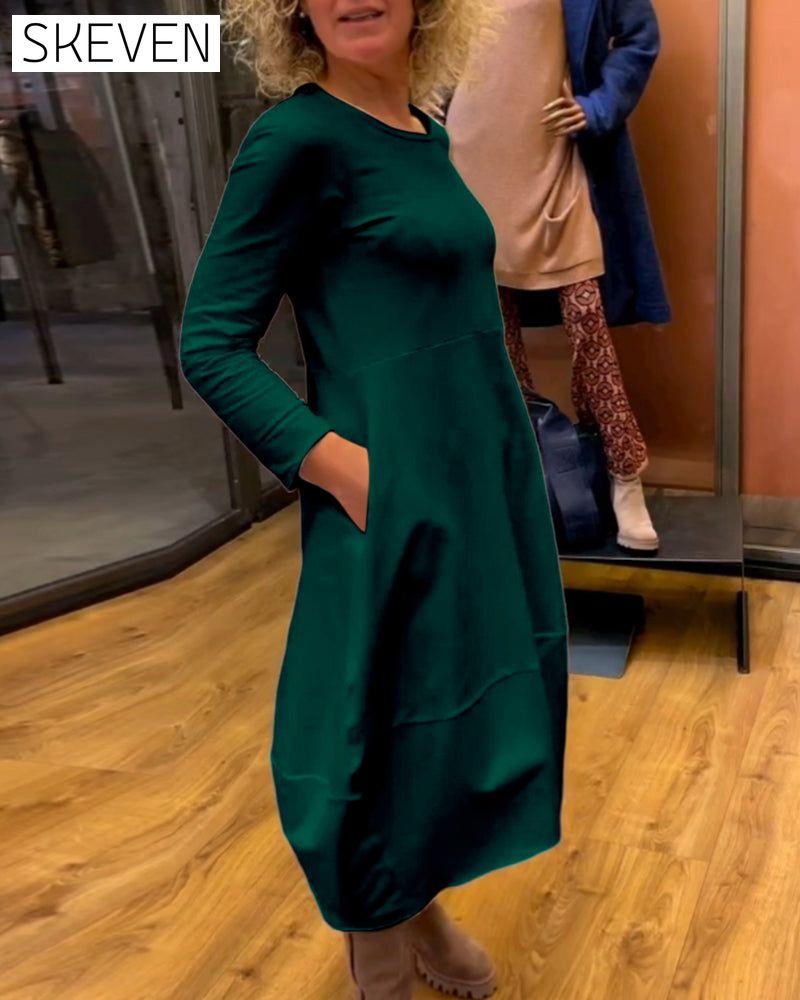 Elegant Solid Color Dress