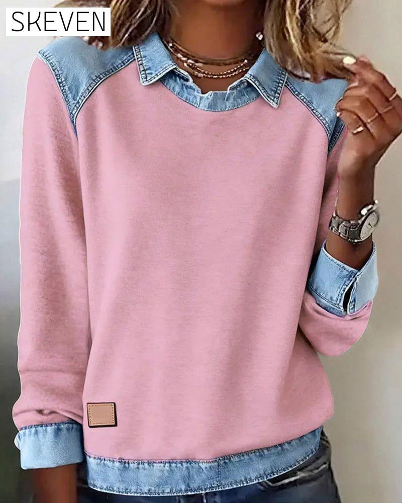 Fashionable Lapel Long-Sleeved Blouse