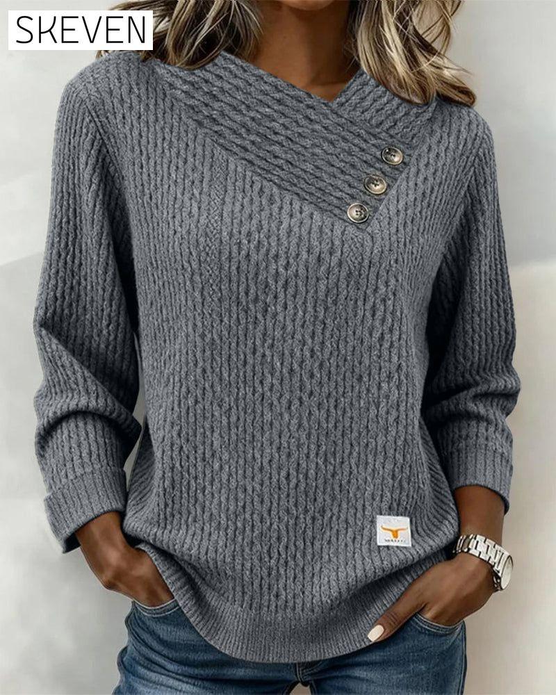 Lässiges, langärmeliges Sweatshirt in Unifarbe