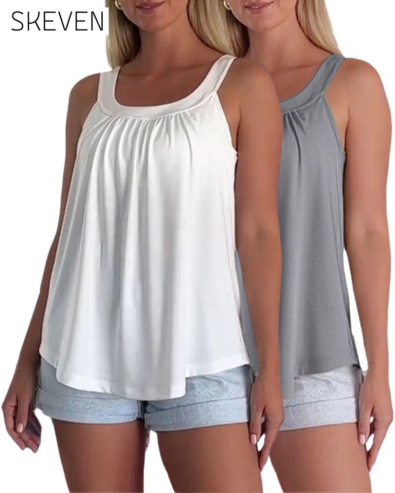 Set aus trägerlosem, plissiertem, einfarbigem Tanktop