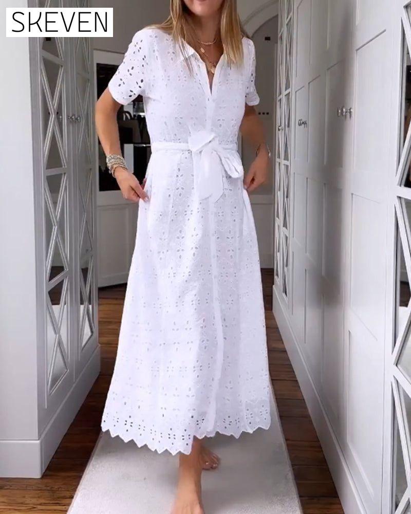 Fashion solid color pocket dress 23BF Casual Dresses Clothes Dresses Spring Summer