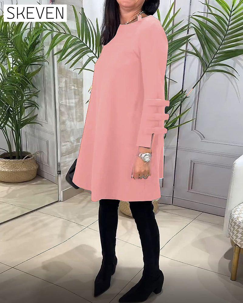 Casual Knee Length Dress with Long Sleeve