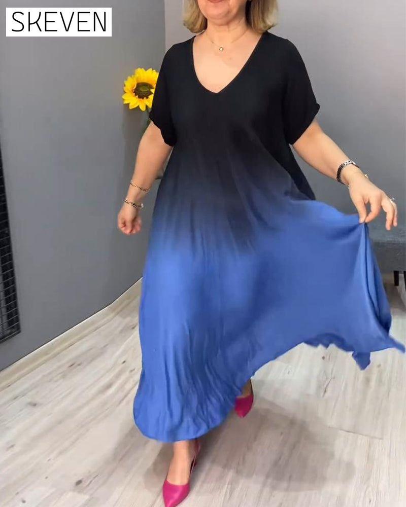 Lässiges Faltenkleid im Ombré-Stil