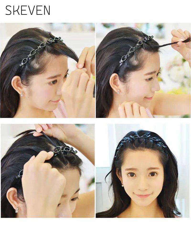 Coiffure à double frange avec épingle à cheveux
