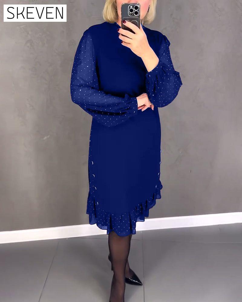 Langärmeliges Kleid mit Polka-Dots