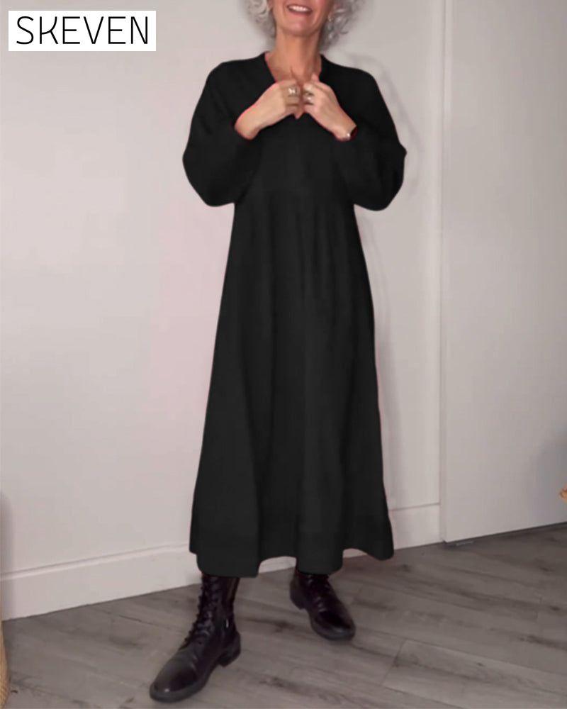 V-neck Elegant Long Sleeve dress Black 2022 f/w 2023 F/W 23BF casual dresses Clothes Dresses spring