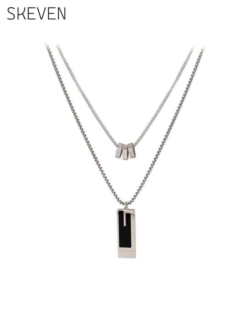 Double long necklace in titanium steel