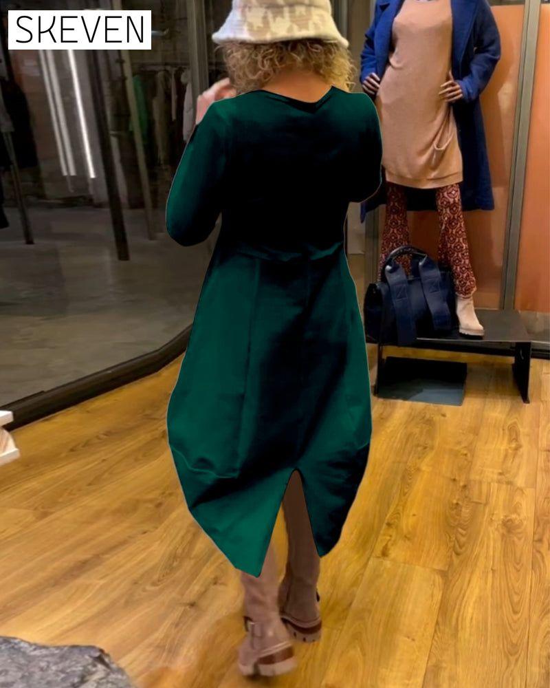 Elegant Solid Color Dress