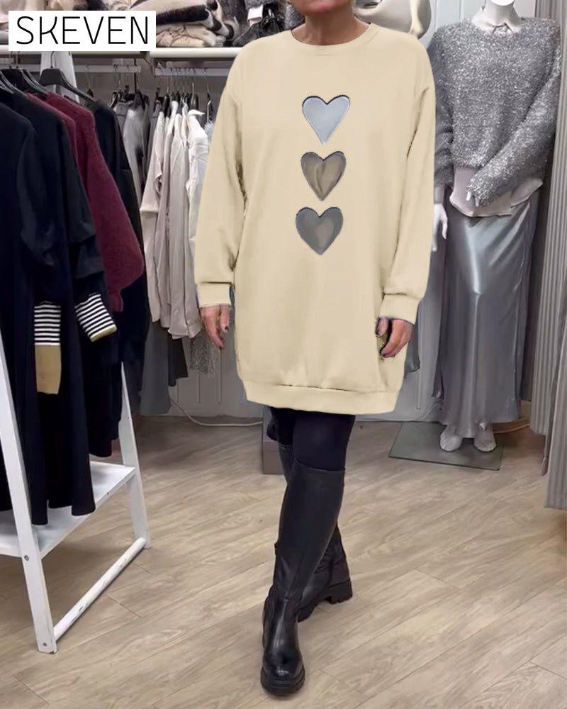 Casual Heart Pattern Shift Dress
