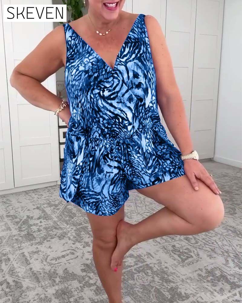 Maillot de bain une pièce à imprimé coloré et col en V