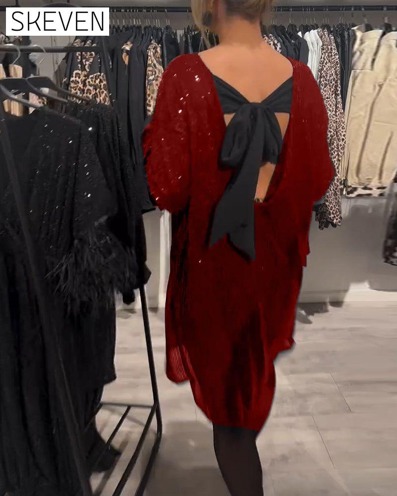Elegantes rückenfreies Paillettenkleid mit Trägern