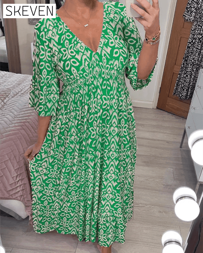 Red Printed Maxi Dress Green 23BF Casual Dresses Clothes discount Dresses Summer