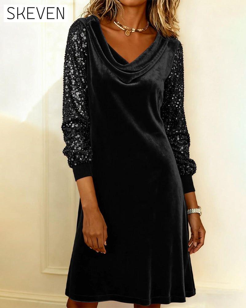Elegant Velvet And Sequined Dress