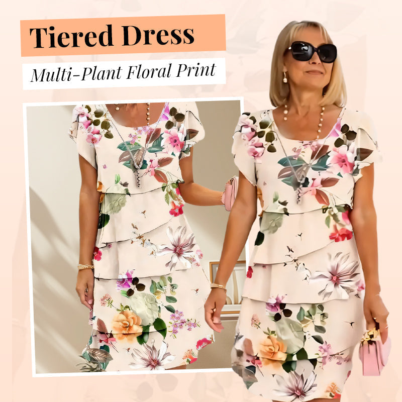 💃2026 SUMMER HOT SALE 50% OFF🌈Women's Multi-plant Floral Print Cascade Dress