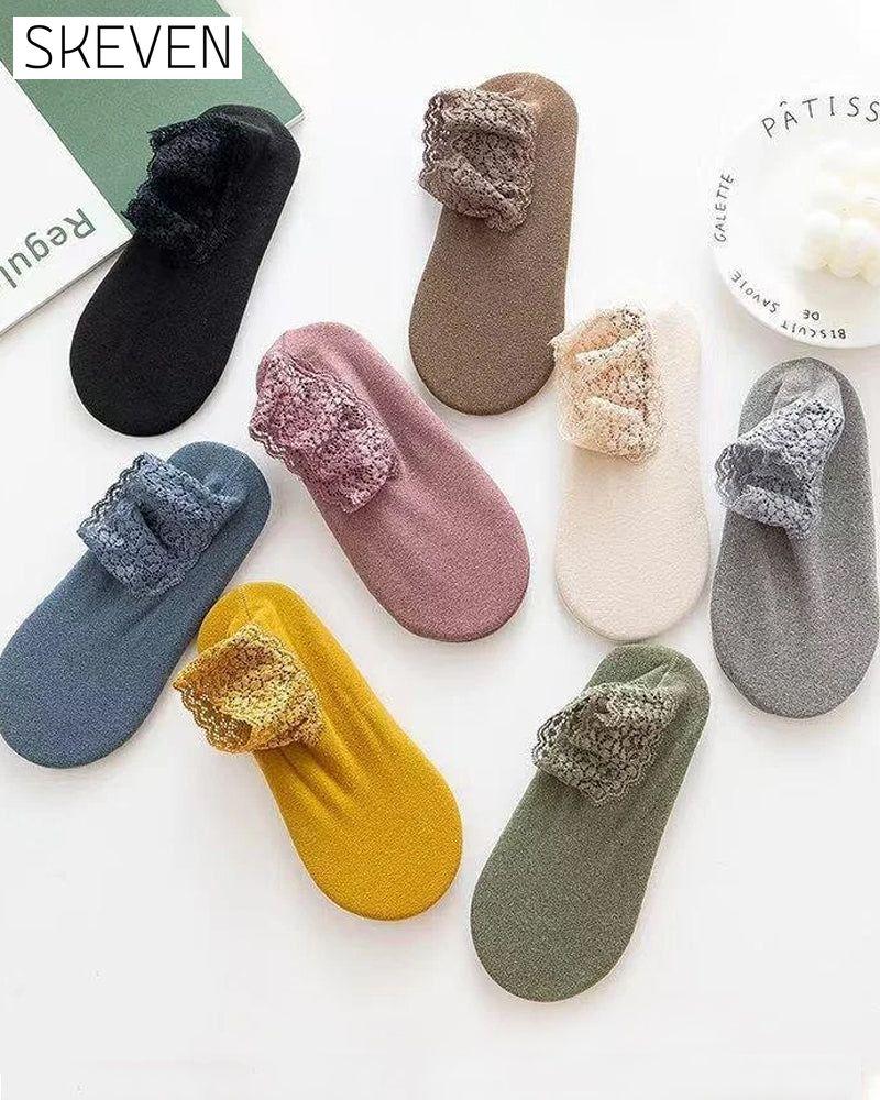 Chaussettes chaudes en dentelle tendance