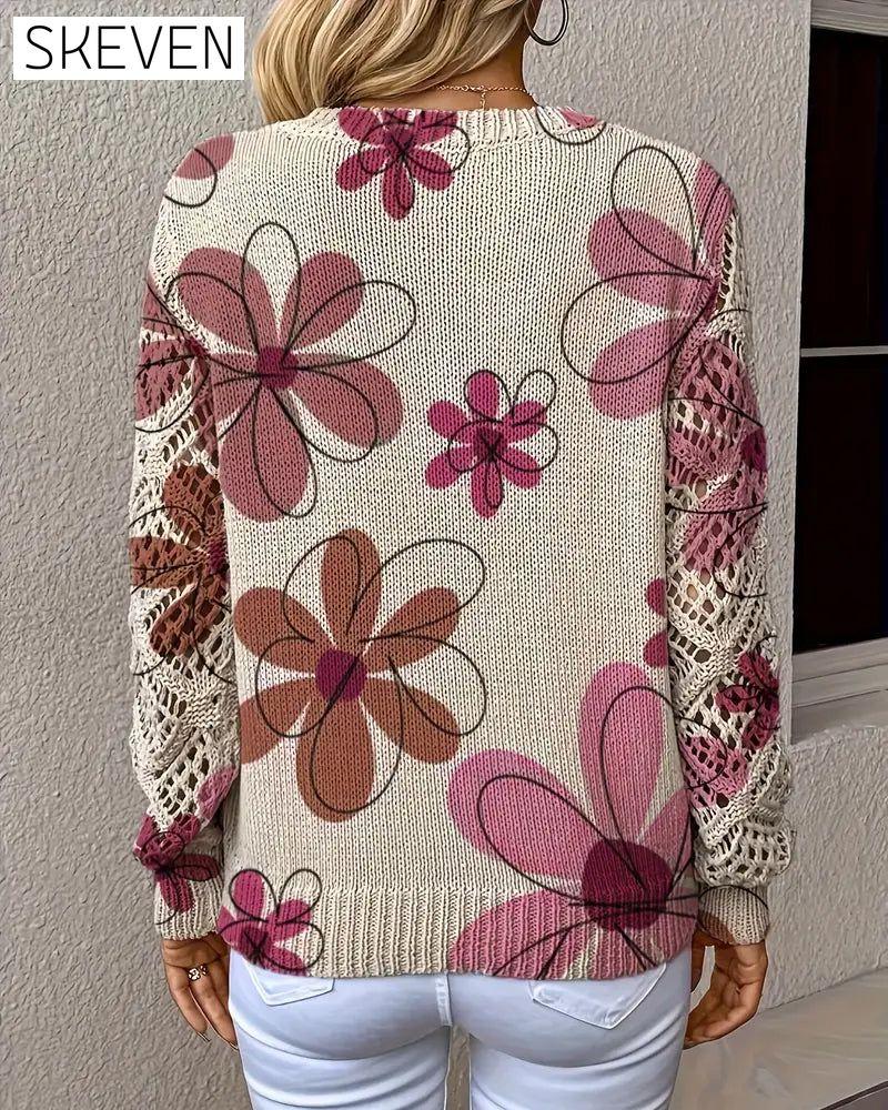 V-Neck Openwork Knit Jumper