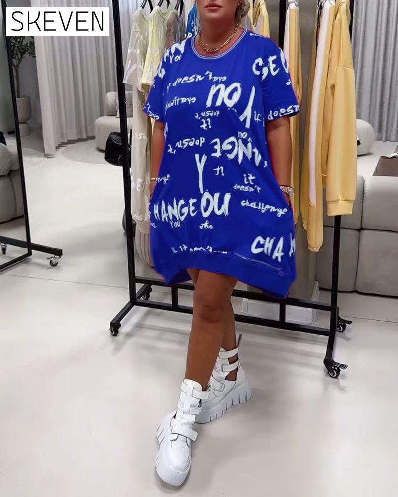 Loose Letter Print Dress