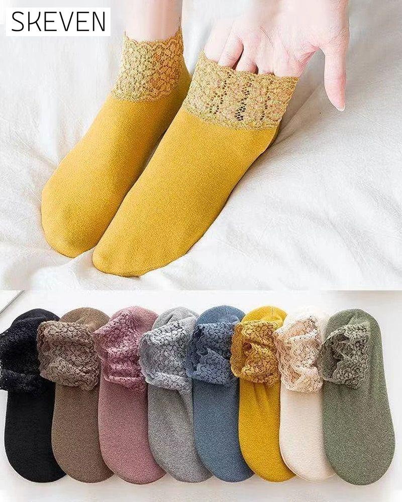 Chaussettes chaudes en dentelle tendance