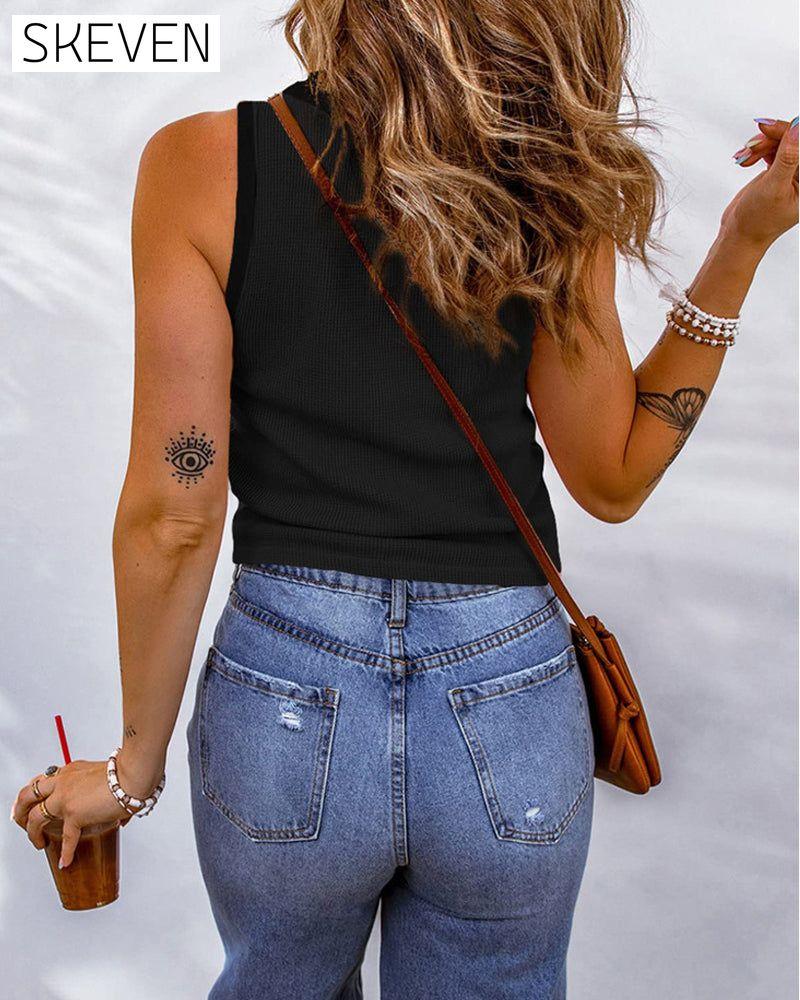 Solid color u-neck tank top