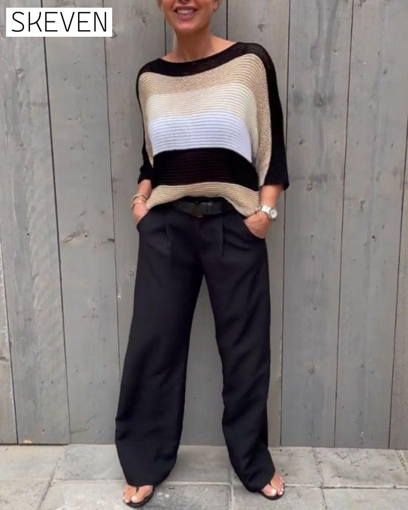 Pullover mit Farbblock-Design und Rundhalsausschnitt