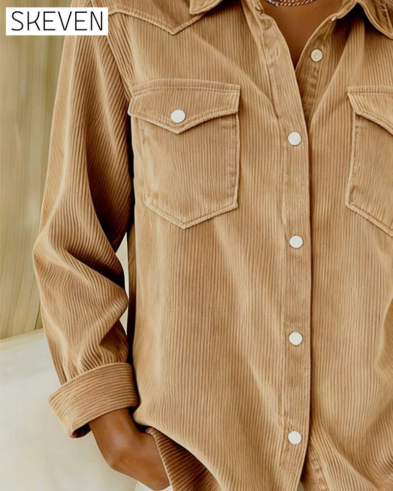 Long-Sleeved Lapel Button-Down Shirt