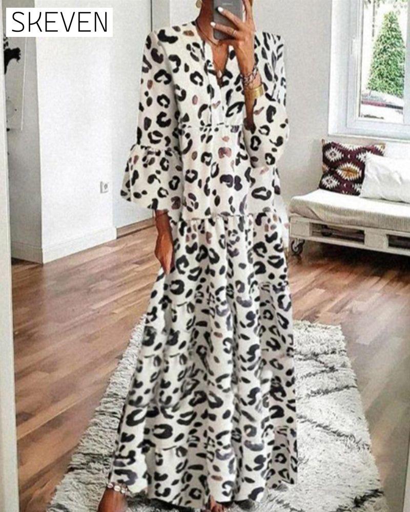 Loose leopard print dress White 23BF Casual Dresses Clothes Dresses Spring Summer Vacation Dresses