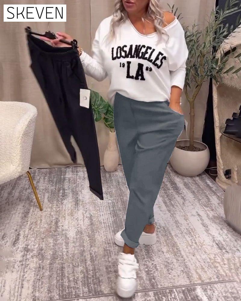Casual solid color pocket pants