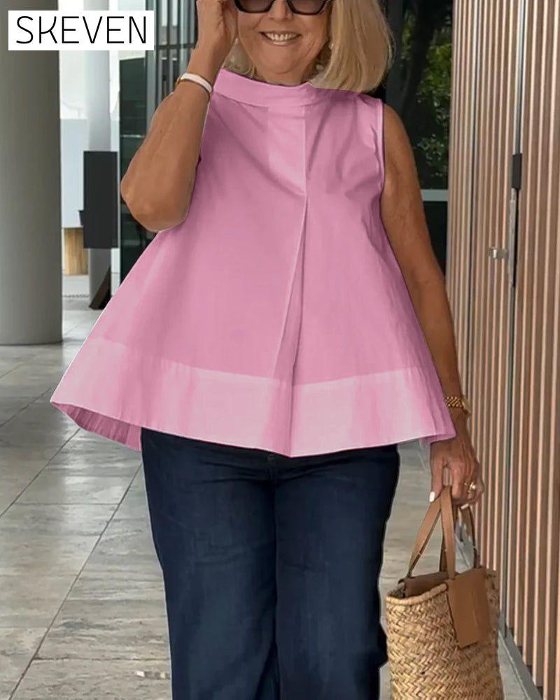 Blouse simple sans manches unie