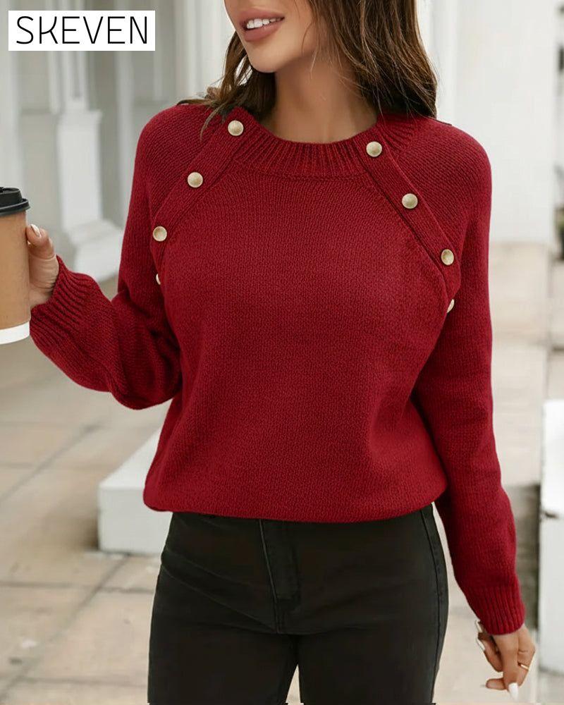 Button-Down Crew Neck Jumper