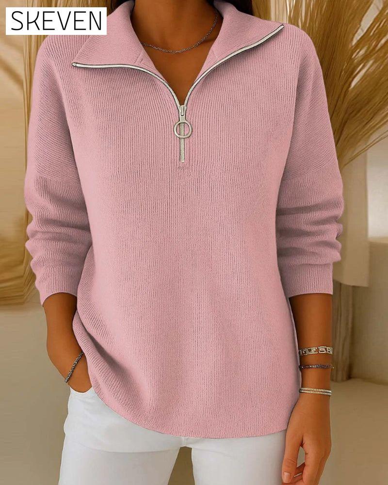 Modischer Pullover mit halbem Reißverschluss