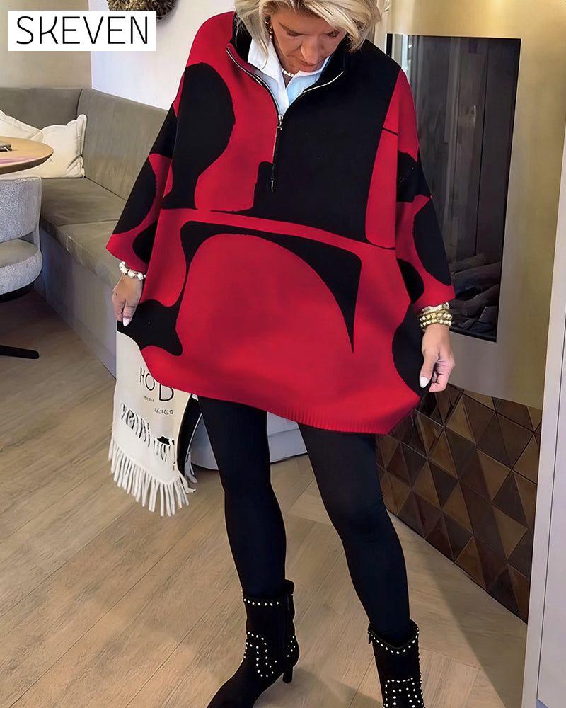 Half-Zip Stand Collar Fashionable Pullover
