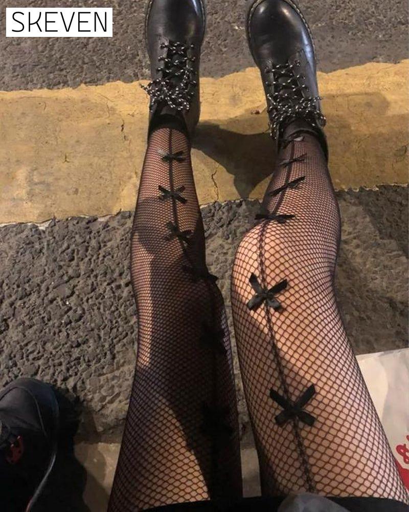Women's Bow Decor Fishnet Tights