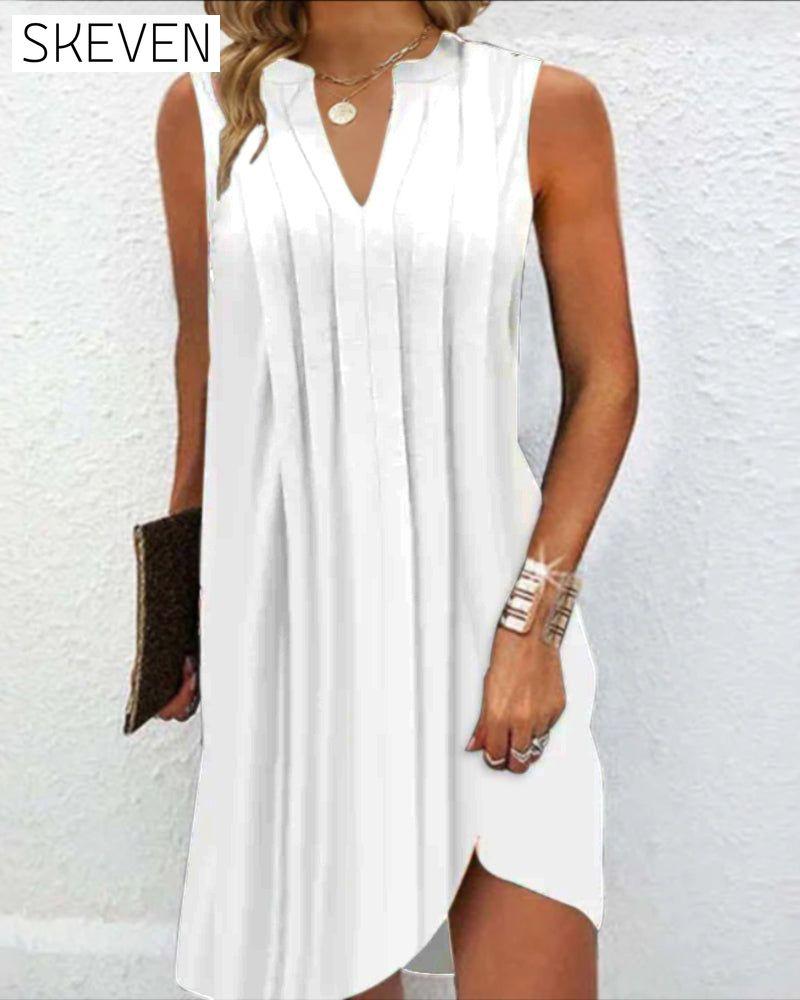 Sleeveless V Neck Casual Dress
