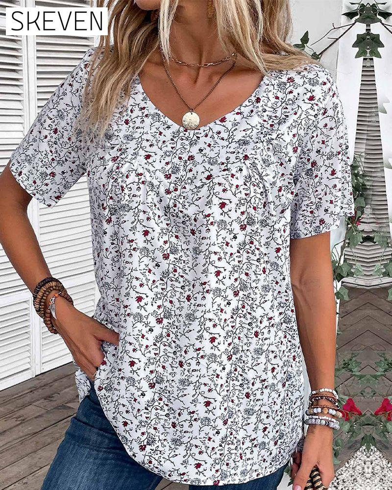 Rüschenbluse mit Blumenmuster