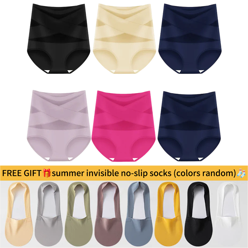 💖💖Last Day-Buy 1 Get 3 Packs💖Plus-Size High-Waist Cross Tummy Control Panties