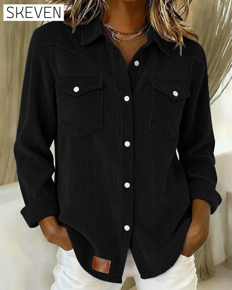 Long-Sleeved Lapel Button-Down Shirt