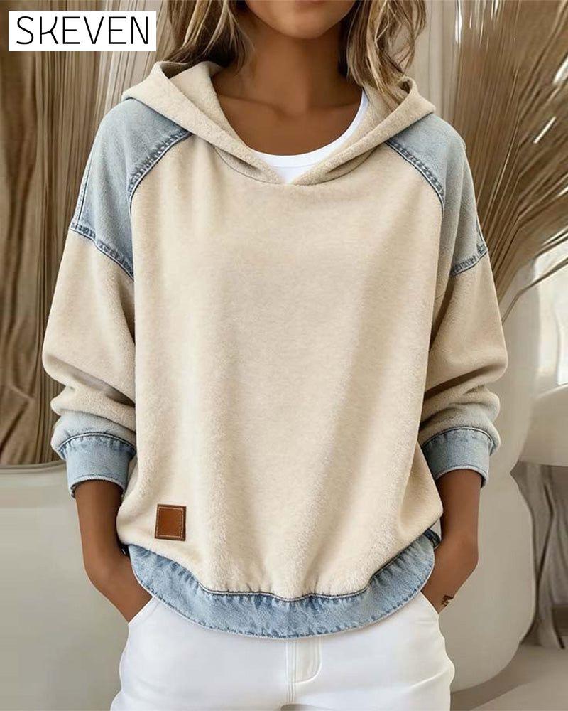 Contrast Pocket Hooded Long Sleeve Sweatshirt